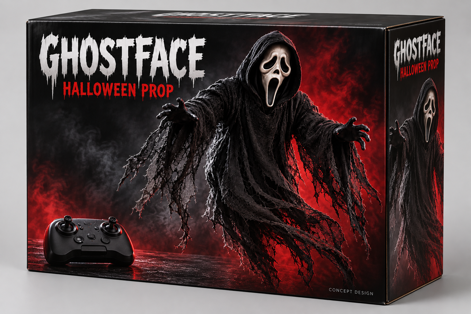 Black and red Ghostface packaging concept